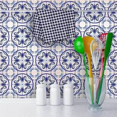 Imagem de Papel de Parede Azulejo em Tons Diversos de Azul  270 - Inove Papéis d