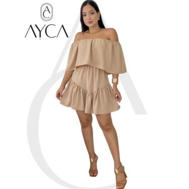 Imagem de Vestido Macaquinho Short, Azul bebe, babado, tecido Crepinho Elastex S