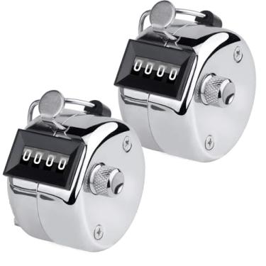 Imagem de PHONEX Contador de contagem portátil de metal com 4 dígitos, contador de cliques, contadores mecânicos manuais, contadores de passos, para treinamento, tricô, pessoas, colo, pesca, golfe e fileira