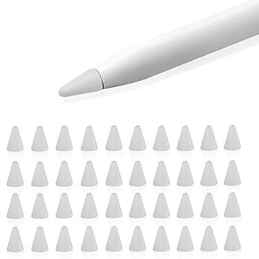 Imagem de TechMatte Capa para Apple Pencil (pacote com 40, transparente) Ferramenta de desenho de fricção aumentada compatível com Apple Pencil 1 e 2