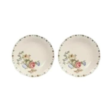 Imagem de Conjunto De Talheres De Cerâmica Retrô Com Padrão De Rosa, Pratos De J