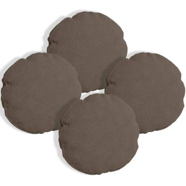 Imagem de Kit 4 Almofadas Bolacha Redonda Cookie Veludo Marrom