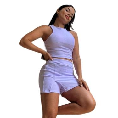 Imagem de Conjunto Feminino Cropped Regatinha Sem Bojo com Short Saia