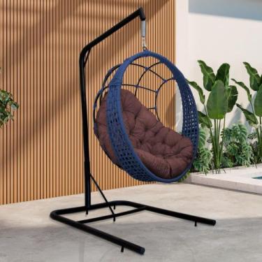 Imagem de Cadeira Balanço Ninho Suspenso em Corda Náutica Luxo com Suporte - Ace