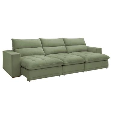 Imagem de Sofá Retrátil E Reclinável Martinho Boucle Verde 4,10m