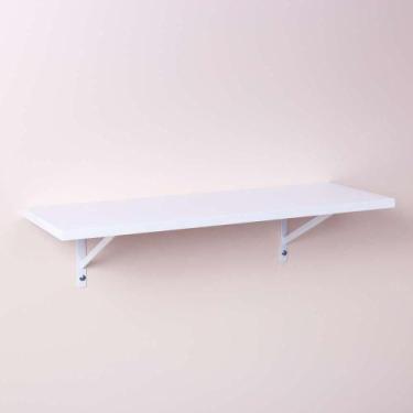 Imagem de Prateleira Branca 100 X 20cm Com Suporte Mao Francesa - Mercado das Pr