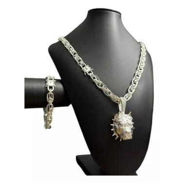 Imagem de Cordão Pulseira Pingente Imperador 10Mm Banhado A Prata 925 - Tojoia18