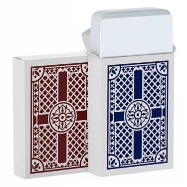 Imagem de Metaphoracle Blank Playing Cards to Write On - Set of 2 Decks with Poker Design on Back - (60 Cards per Box / 120 Cards Total) - Create Your Own Deck of Cards - 2.5 Inches x 3.5 Inches - (Blue + Red)