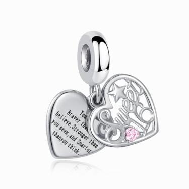 Imagem de QeenseKc Sweet Birthday Number 16th Double Heart Charm Compatível com Pulseira Pandora Feminina