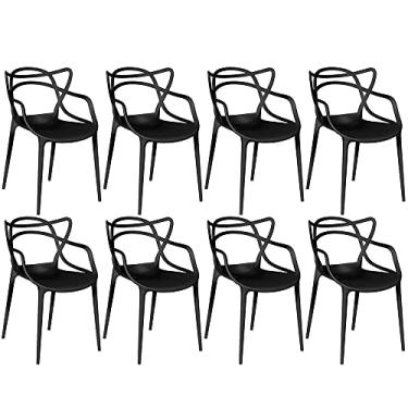 Imagem de Kit 8 Cadeiras de Jantar Allegra Prática Empilhável - Preto