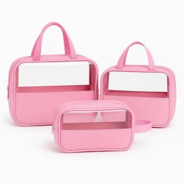 Imagem de Kit Necessaires de Viagem Femininas  Transparente e Impermeável - Piku