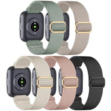 Imagem de HQzon Pacote com 5 pulseiras de relógio de nylon elásticas compatíveis com Amazfit Bip 6/Bip 5/Gtr 4/Gtr 3/Gtr 2/47 mm/Balance, pulseira elástica de 22 mm para homens e mulheres