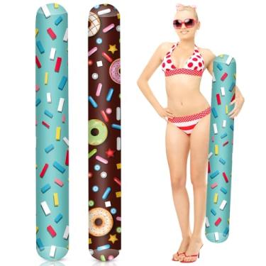 Imagem de WinnerWhy 2 peças de macarrão inflável para piscina, Havaí, 104 cm, boia de piscina tropical inflável para o verão, adulto, piscina, praia, Havaí, festa, esportes, jogos aquáticos (donut)