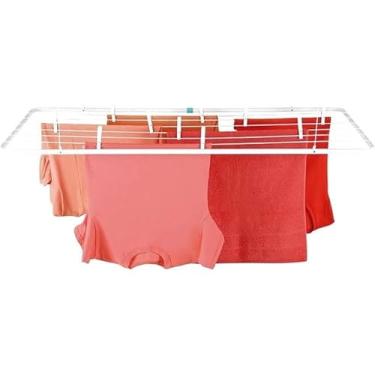 Imagem de Varal de Teto Aço Preto Mor 1,20mt x 56cm Oferta Com Cordas e Acessórios-Adequado para lavanderias e secagem de roupas(Branco)