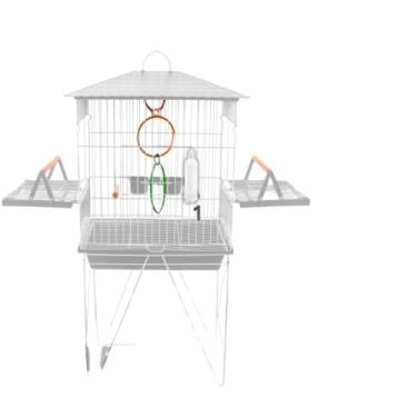Imagem de Gaiola Viveiro Para Calopsita com Bandejas Laterais C/Pé Grande Agapórnis Aves Mansas Completa