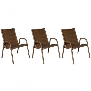 Imagem de Kit 3 Cadeiras Ipanema Area Externa, Jardim Junco Bronze