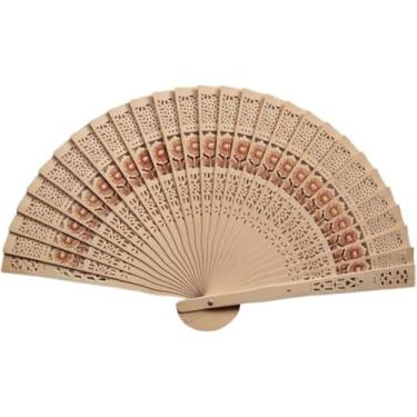 Imagem de Leque Dobrável Portátil de Madeira Para Dança