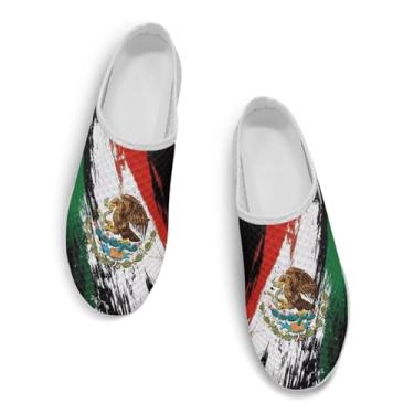 Imagem de GOSTONG Mules for Women Tênis feminino leve sem cadarço sem costas nuas, malha respirável, tênis de caminhada para jardim ao ar livre, tamanho 6-13,5, Estampa da bandeira mexicana, 42