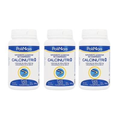 Imagem de Kit 3 Calcinutri D Carbonato De Cálcio 1250mg + Vit D 120 Comprimidos 