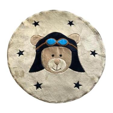 Imagem de Tapete Pelúcia Urso Aviador 1,10m Decorativo Quarto Infantil Fofo Maci
