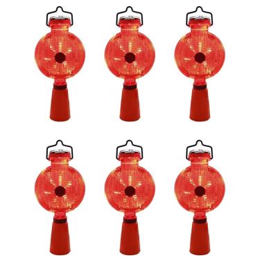 Imagem de Sinalizador Viario Solar Cone Kit 6 Uni Sinalizaçao LED Obra Rua Estrada Rodovia Iluminaçao Energia Solar