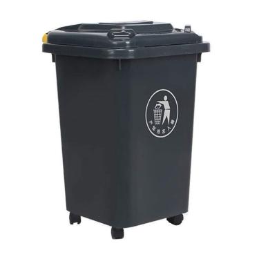 Imagem de Lixeira Shopping Lata Lixo Com Rodas Lata Lixo Externa Fácil Mover Caixa Lixo Doméstica Espessa Latas Lixo Internas/externas(Gray,30L)