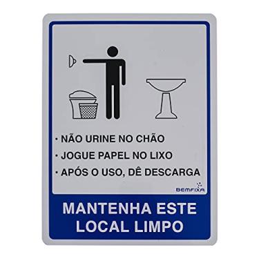Imagem de Bemfixa 6678 Placa de PS Instruções Banheiro Masculino, 15 x 20 cm