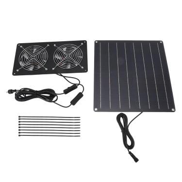 Imagem de Kit de Ventilador Solar 2, Kit de Ventilador de Exaustão do Painel Solar de 20W, Material de ABS, Ventilação de Resfriamento de Alta Eficiência para Bobinas de Galinha