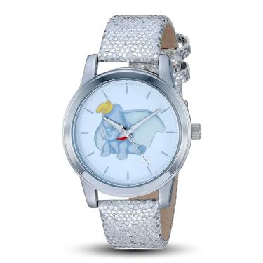 Imagem de Disney Relógio feminino Dumbo Analógico-Quartzo com pulseira de couro sintético, cinza, 10,9 (modelo: WDS000644)