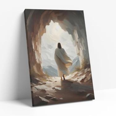 Imagem de GUBIYU Jesus Canvas Wall Art Jesus Leaves The Tomb Wall Decor Picture Christianity Resurrection of the Savior Poster Print Christ God Painting Artwork for Church Bedroom Living Room Decoration 30 x 40
