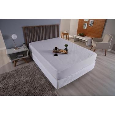 Imagem de Capa Protetora/Protetor de Colchão Impermeável - Antialérgica e Antibacteriana - Vários Tamanhos - Matelassê Impermeável Quadriculado (Branco, King)