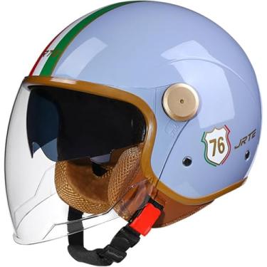 Imagem de Ope Face Motocicleta Meio Capacete Vintage Moto Jet Capacete Com Su Visor, Ece Aprovado Retro Street Scooter Moped 3/4 Half Face Capacetes, Z, 57-62CM