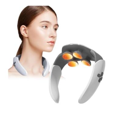 Imagem de Massageador Elétrico Cervical Recarregável com Compressa Quente – 6 Modos de Massagem, Intensidade Ajustável, Design Ergonômico e Portátil – Alívio da Dor no Pescoço e Relaxamento
