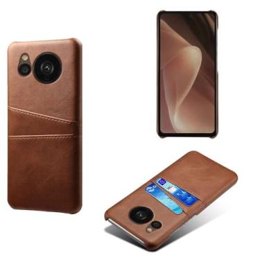 Imagem de Capa compatível com Sharp Aquos Sense 7 PLUS, capa de couro PU - Capa de telefone fina à prova de choque com 2 compartimentos para cartão, proteção anti-impressão digital e antiqueda, couro sintético