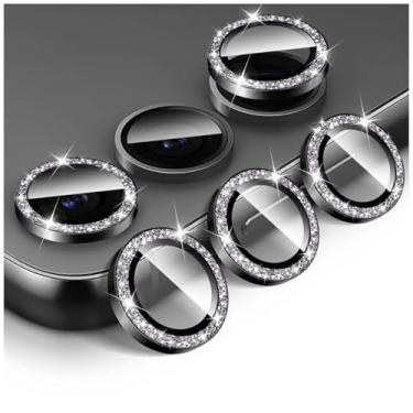 Imagem de Kucheed Protetor de lente de câmera Bling para Samsung Galaxy S25, protetor de tela de vidro temperado, alinhamento automático de glitter, anéis de metal individuais, adesivos de filme