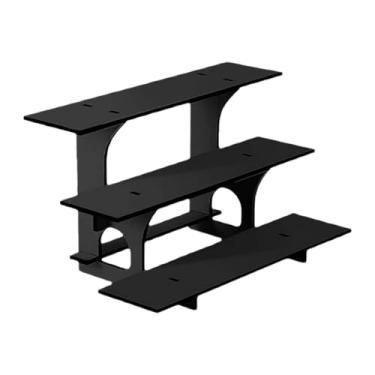 Imagem de DimyFew Suporte de canto para mesa de varejo de 3 níveis com prateleiras, suporte para sabonete de vela, madeira para produtos para feiras de artesanato de, Preto Liso