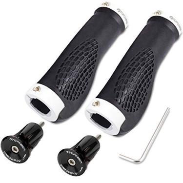 Imagem de TOPCABIN Pegas de bicicleta, design ergonômico, alças de bicicleta alargadas, segurando borracha para guidão com trava de alumínio para bicicleta Mountain Road MTB (plugue de bloqueio de alumínio +