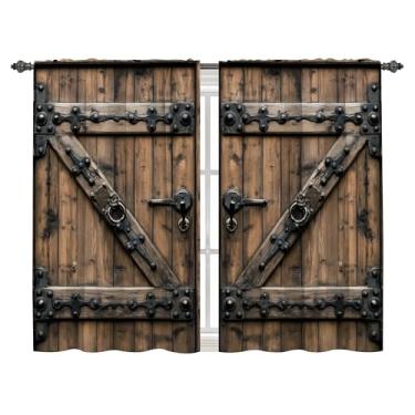 Imagem de Cortinas de madeira para cozinha, para banheiro, sala de jantar, sala de estar, bolso para janela, conjunto com 2 painéis, 71 cm x 91 cm