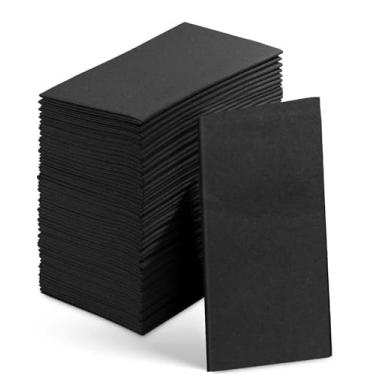 Imagem de Dovcleing Pacote Com 100 Guardanapos De Linho Pretos Descartáveis, Toalhas Papel Para Banheiro, Absorventes Macios, Jantares Diários, Festas Na Cozinha, Casamentos E Coquetéis