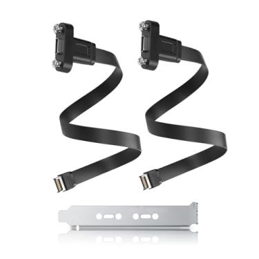 Imagem de Duttek Cabo USB 3.1 Gen 2 para painel frontal de 10 Gbps, USB C fêmea para USB 3.1 tipo E (19/20 pinos) cabo adaptador macho com porta USB C dupla 12.0 cm suporte PCIe para placa-mãe. 19,69 polegadas