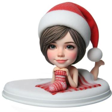Imagem de Chapéu de Papai Noel feito à mão para meninas de Natal personalizado com foto e configuração aconchegante escultura delicada decoração festiva charmosa lembrança sazonal perfeita para presentear a