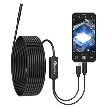 Imagem de Seesi Endoscópio USB 3 em 1 Boroscópio 5,5 mm Ultra Fino Impermeável Inspeção Cobra Câmera Micro USB e Tipo C para OTG Android, PC, Notebooks Windows Mac com cabo semi-rígido de 5 m com luz LED