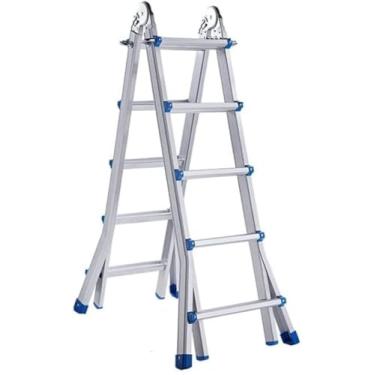 Imagem de Escada Dobrável Escada Dobrável De Alumínio Escada Portátil 6 Em 1 Degrau Escada De Extensão Para Serviço Pesado Para Casa, One Color, 5 Step Ladder