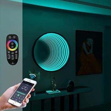 Imagem de Espelhos De Túnel Com Lâmpada Infinita Para Parede, Luz De Arte De Parede Para Colorir Rgb, Lâmpada De Mesa De Jogo Única Para Decoração De Sala Sensorial De Jogos De Garagem, E, 70CM