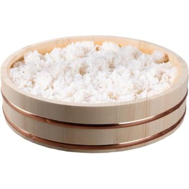 Imagem de Banheira De Mistura De Arroz De Sushi Hgiri De Madeira Barril De Arroz De Mistura Japese Sushi Tigela De Arroz Balde De Sushi Para Restaurante De Sushi, 39x9CM