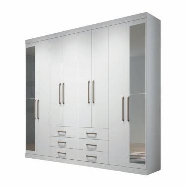 Imagem de Guarda Roupa Casal 8 Portas Com Espelho Master Santos Andirá Branco