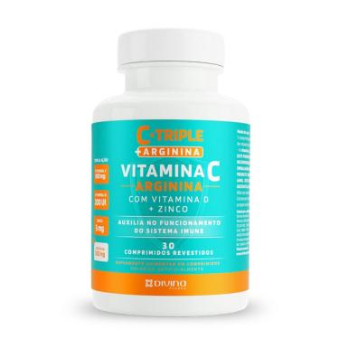 Imagem de C-Triple + Arginina Vitamina C 500mg + Vitamina D 200UI + Zinco 5mg Divina 30 Comprimidos