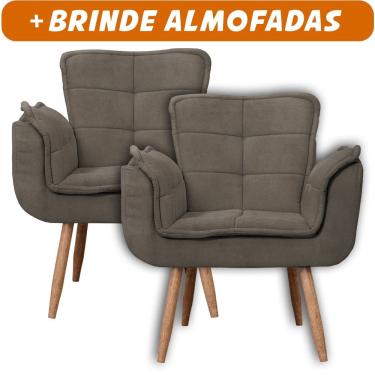 Imagem de Kit 2x Poltronas Opala Para Sala Cadeira Elegante Com Apoio de Braço em Veludo - Sentô