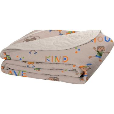 Imagem de Cobre Leito Tecebem Casal Malha 100% Algodão Estampado Em Matelassê Kevin 210x240m Trigo