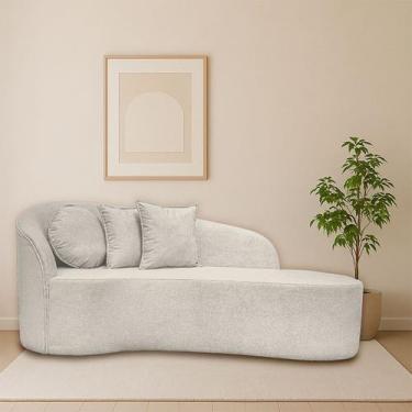 Imagem de Sofá Orgânico Feijão Curvo Design Elegante Para Sala e Estúdio Bouclé 